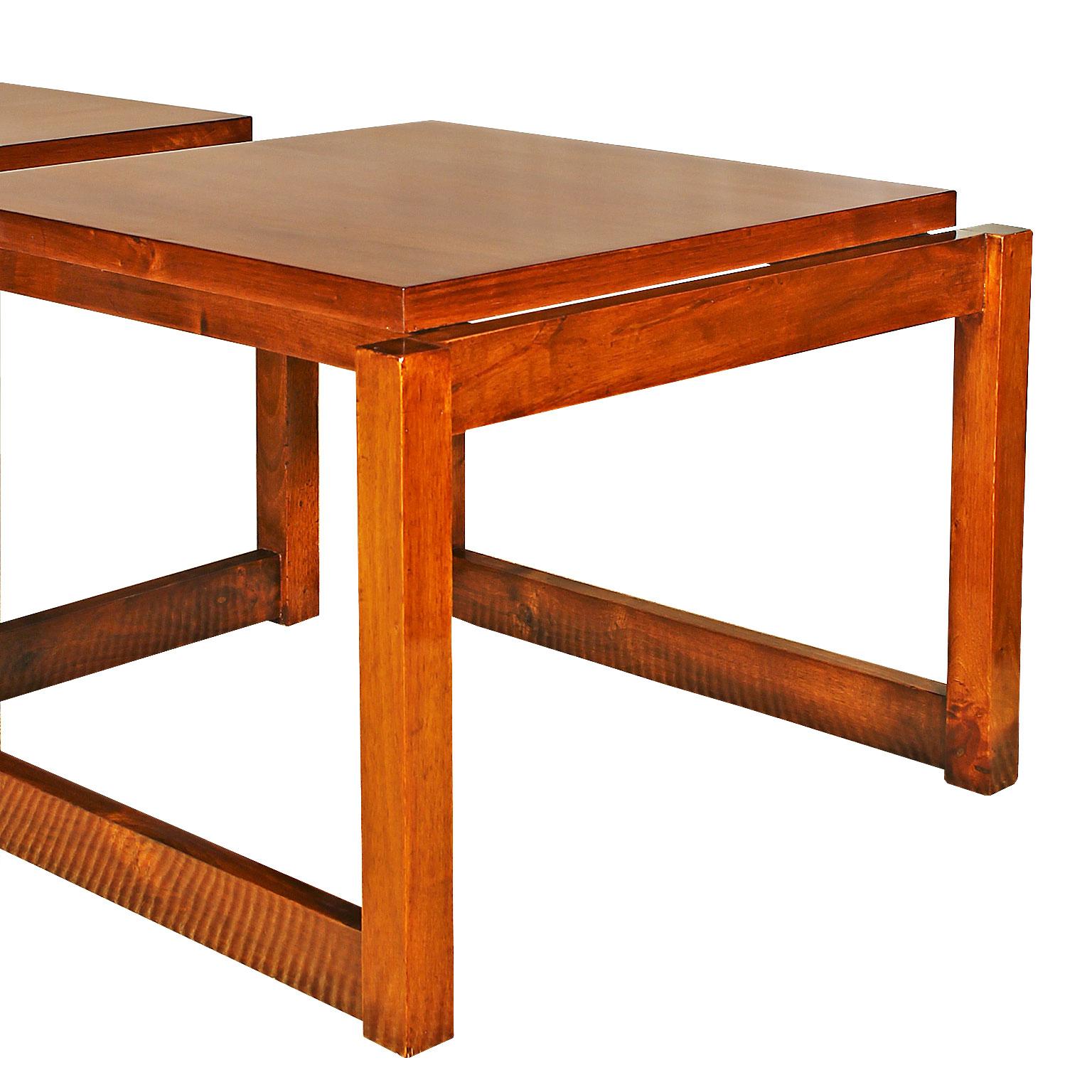 1960s Pair of Cubist Style Coffee Tables, Walnut, France In Good Condition In Girona, ES