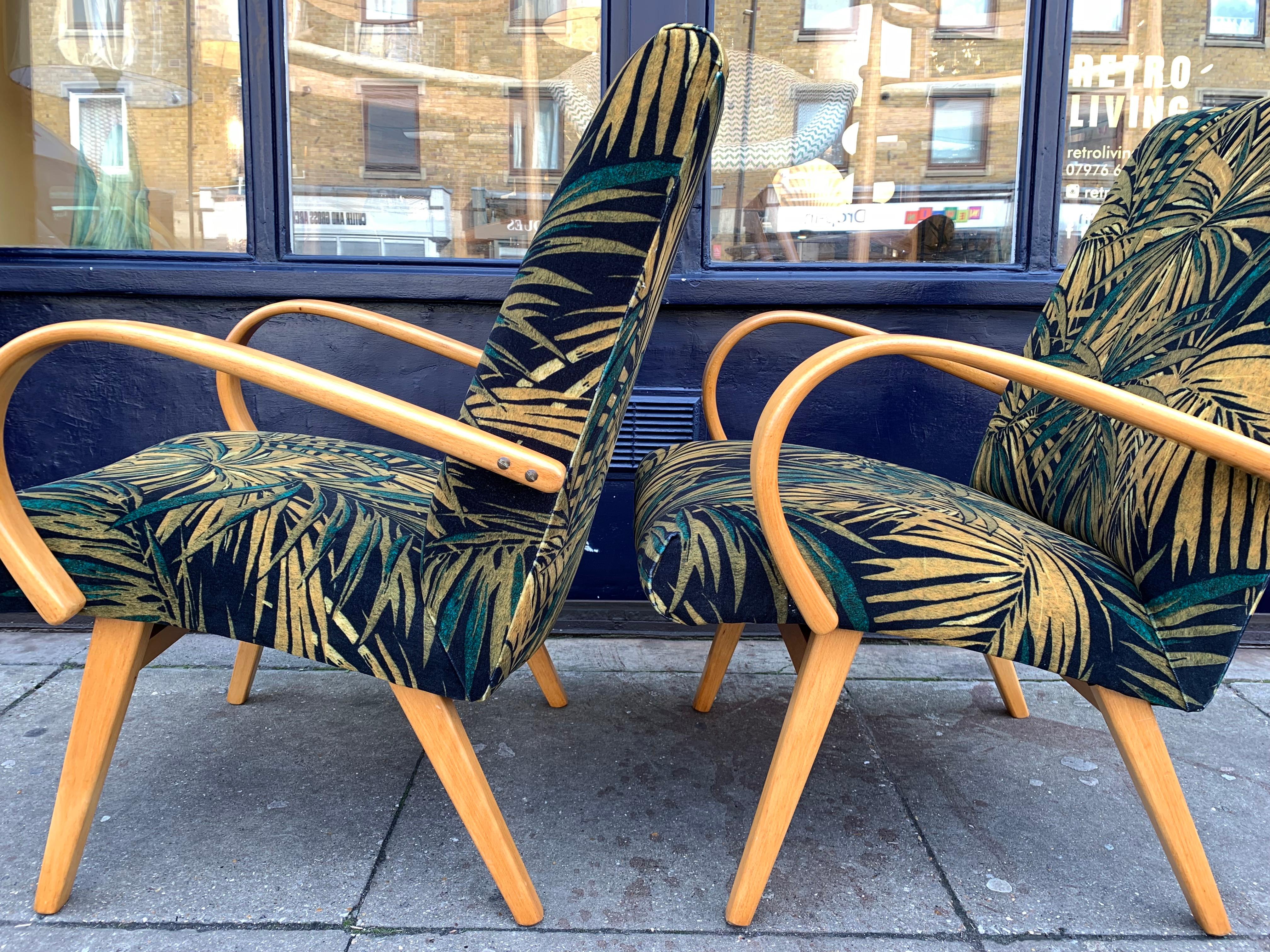 20th Century 1960s Pair of Czech Republic Lounge Chairs Armchairs by Jaroslav Smidek for Ton