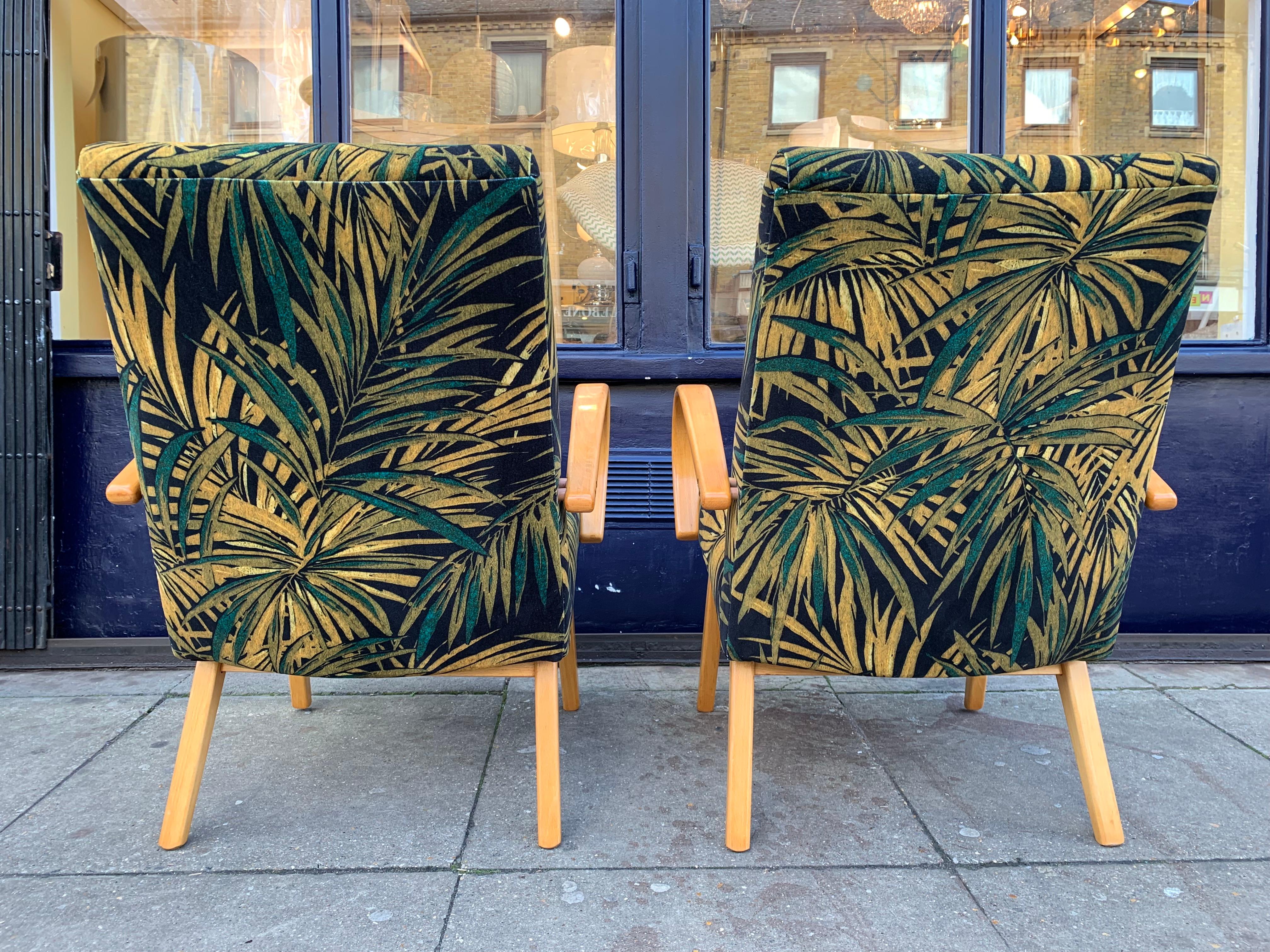 1960s Pair of Czech Republic Lounge Chairs Armchairs by Jaroslav Smidek for Ton 2