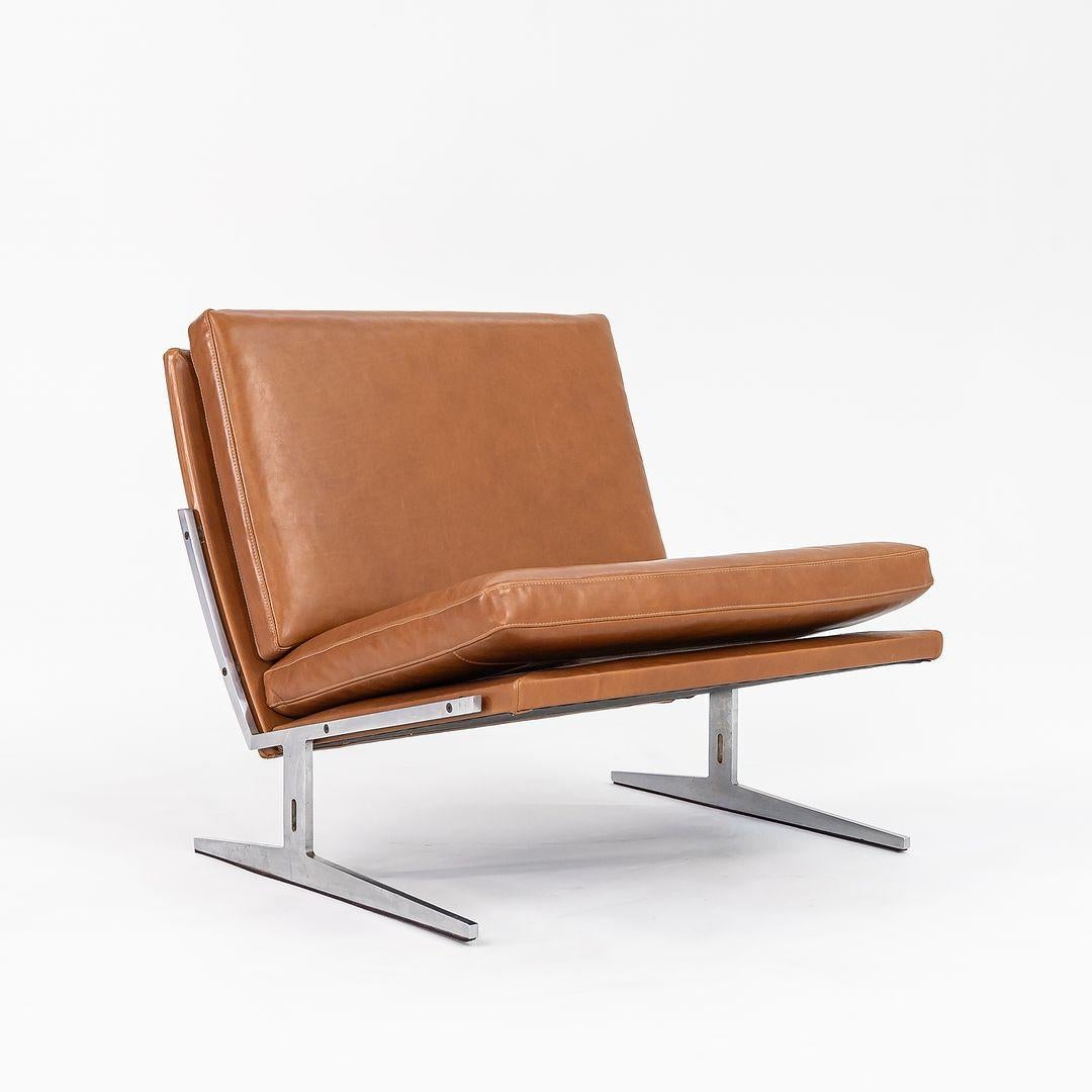 1960s Pair of Danish BO-561 Cognac Leather Easy Lounge Chairs for Bo-Ex In Excellent Condition In Philadelphia, PA