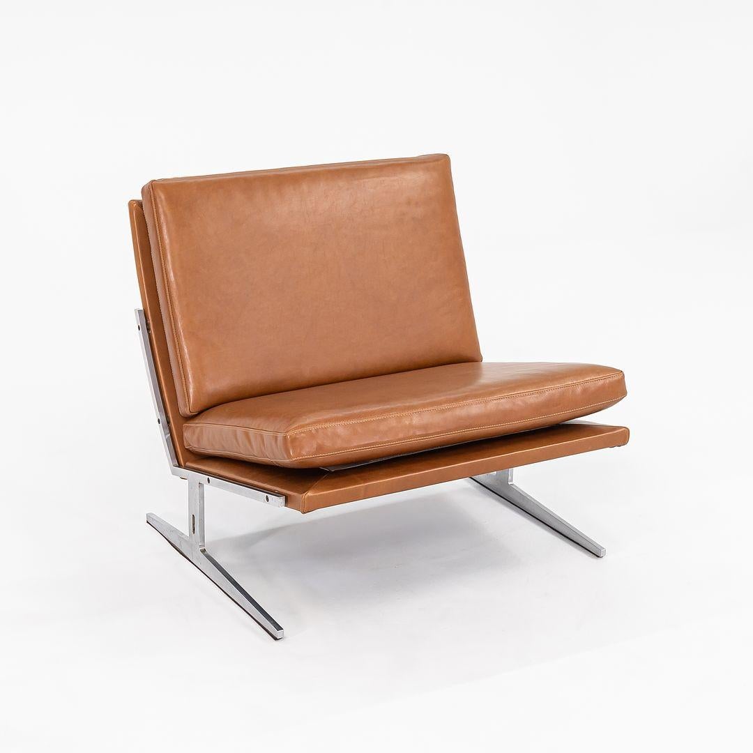 Steel 1960s Pair of Danish BO-561 Cognac Leather Easy Lounge Chairs for Bo-Ex