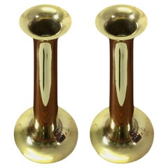 Used 1960s Pair of Danish Hans Bolling Brass Candlesticks by T. Orskov