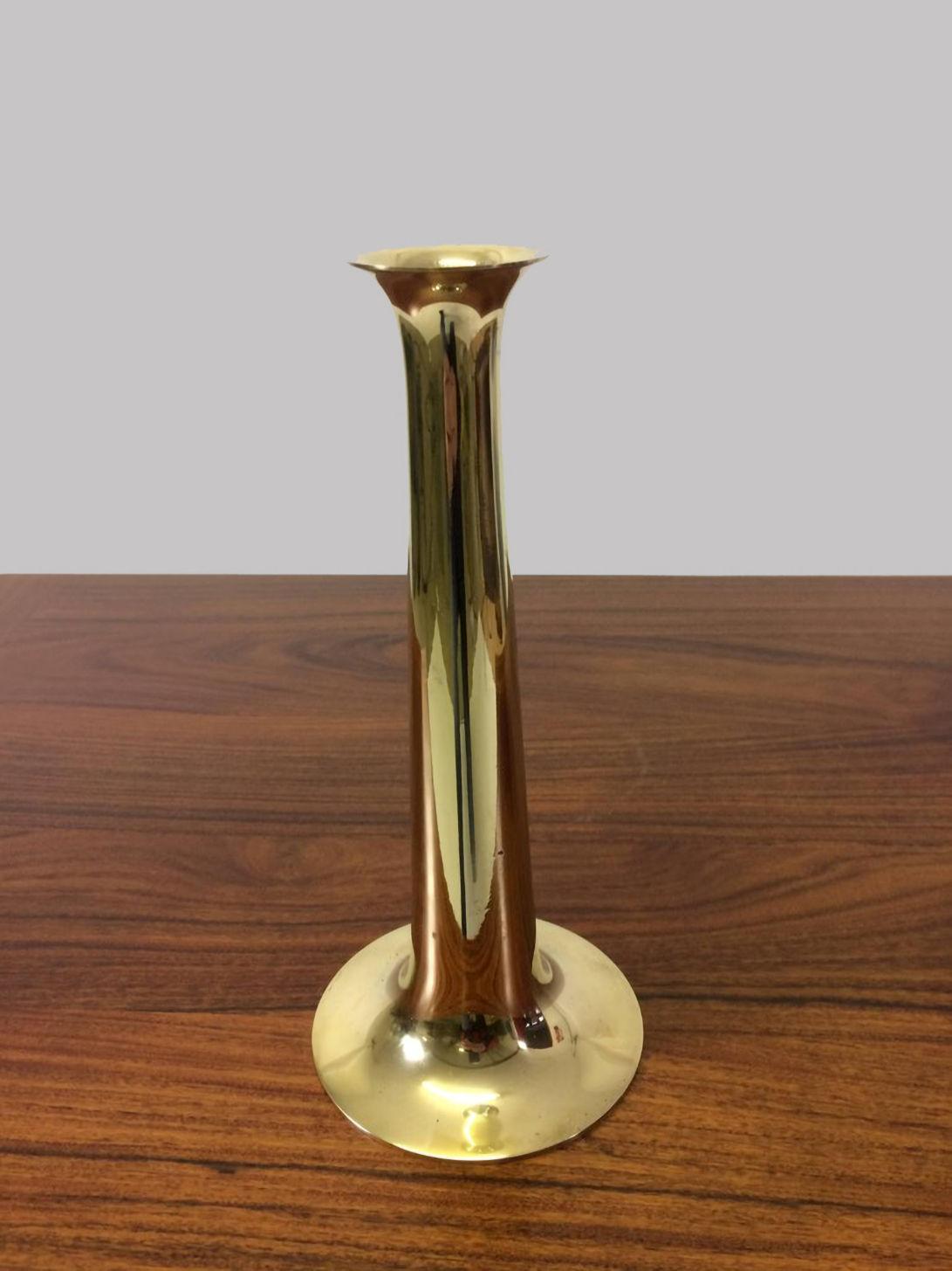 Scandinavian Modern 1960s Pair of Danish Hans Bolling Candlesticks in Solid Brass by T. Orskov For Sale