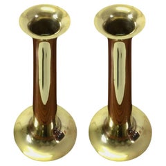 1960s Pair of Danish Hans Bolling Candlesticks in Solid Brass by T. Orskov