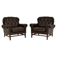 Paire de fauteuils danois en cuir des années 1960