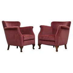 Retro 1960s, pair of Danish lounge chairs, original condition, furniture velour.