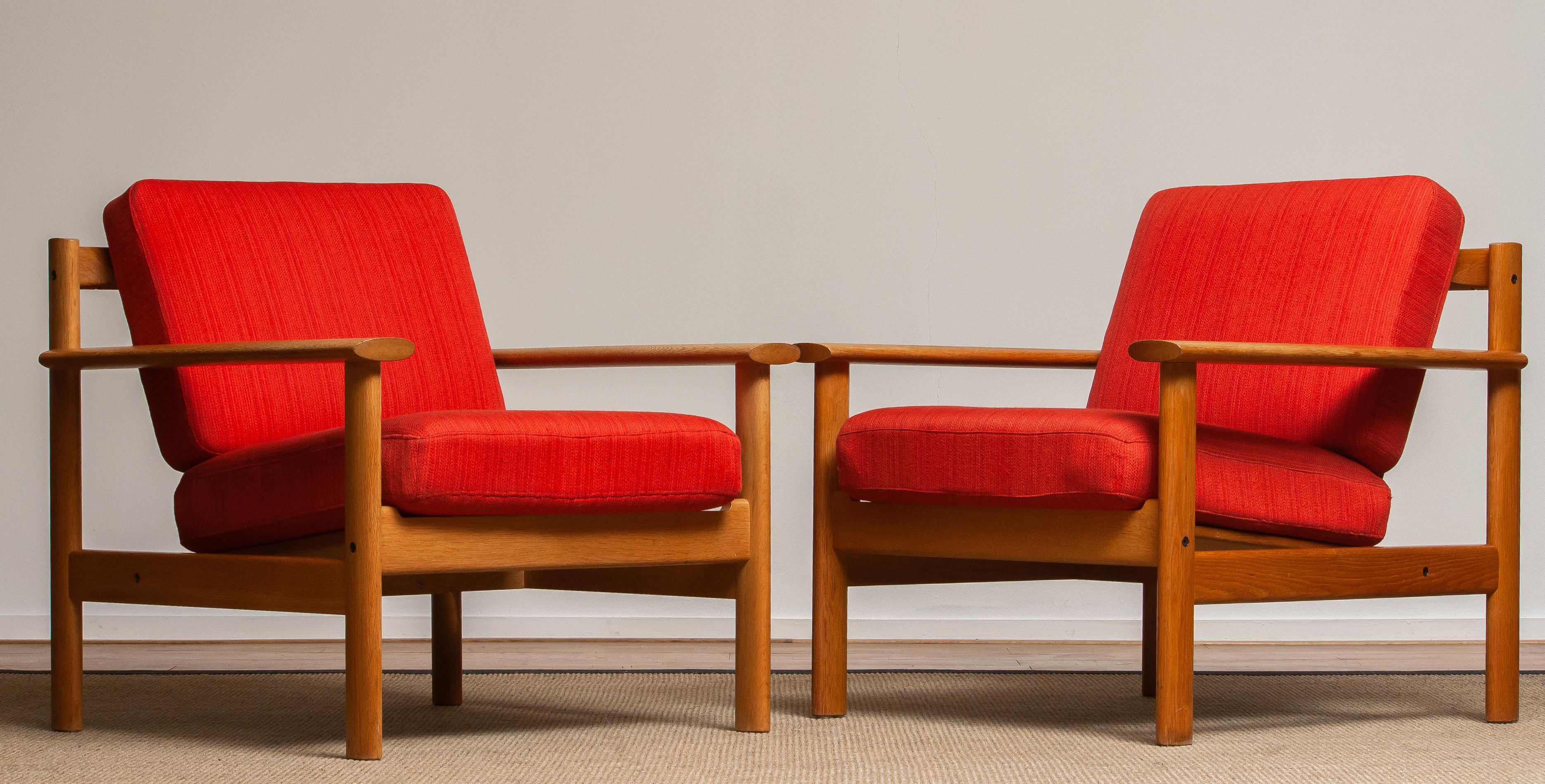 1960s Pair of Danish Oak Volther Style Lounge / Easy Chairs 1