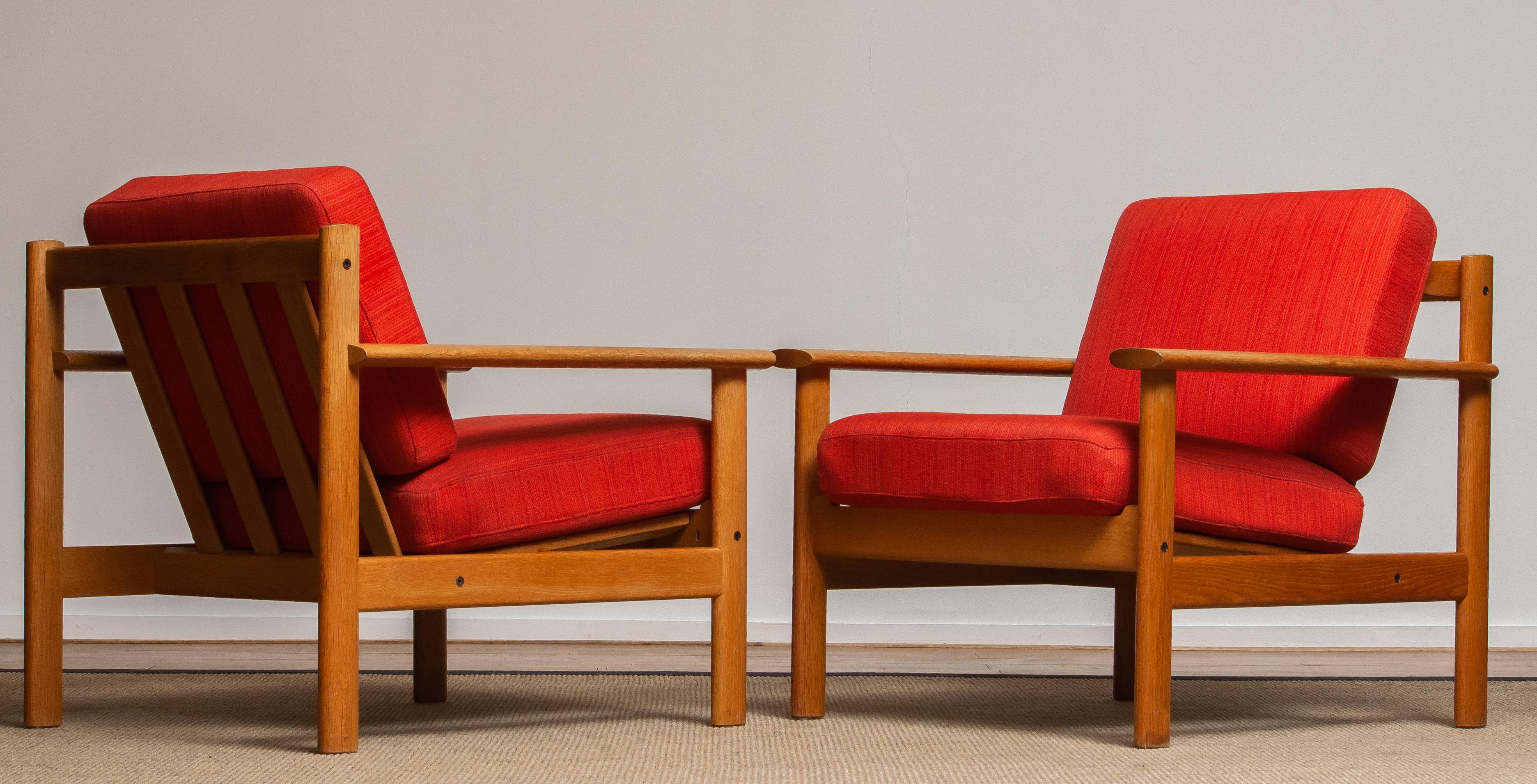 1960s Pair of Danish Oak Volther Style Lounge / Easy Chairs 1