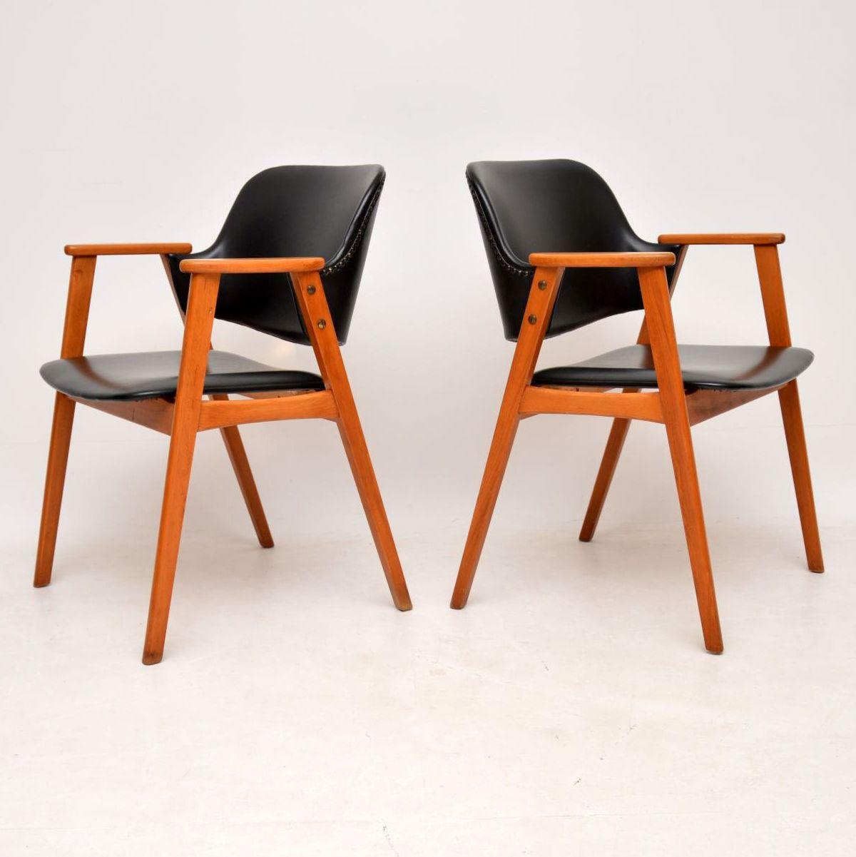 Beech 1960’s Pair of Danish Open Armchairs