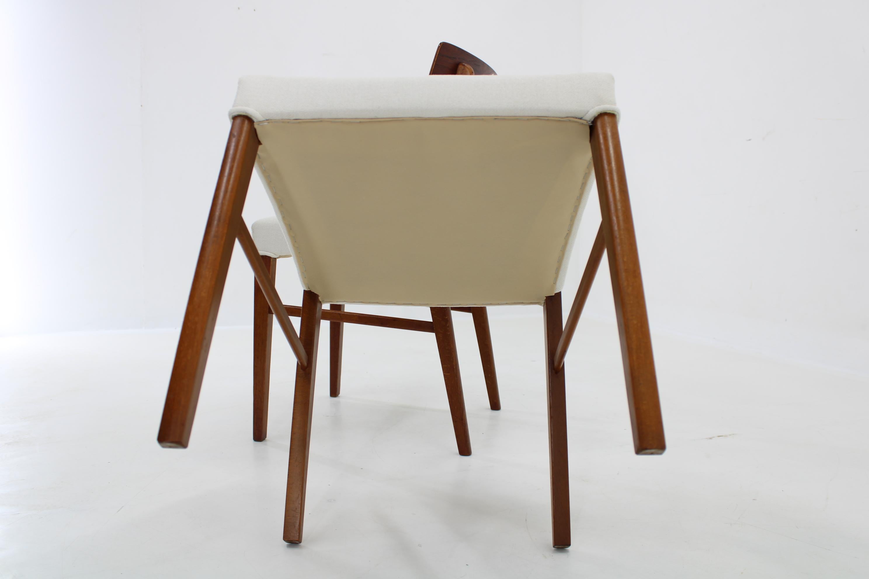 Fabric 1960s Pair of Danish Teak Chairs, Restored  For Sale