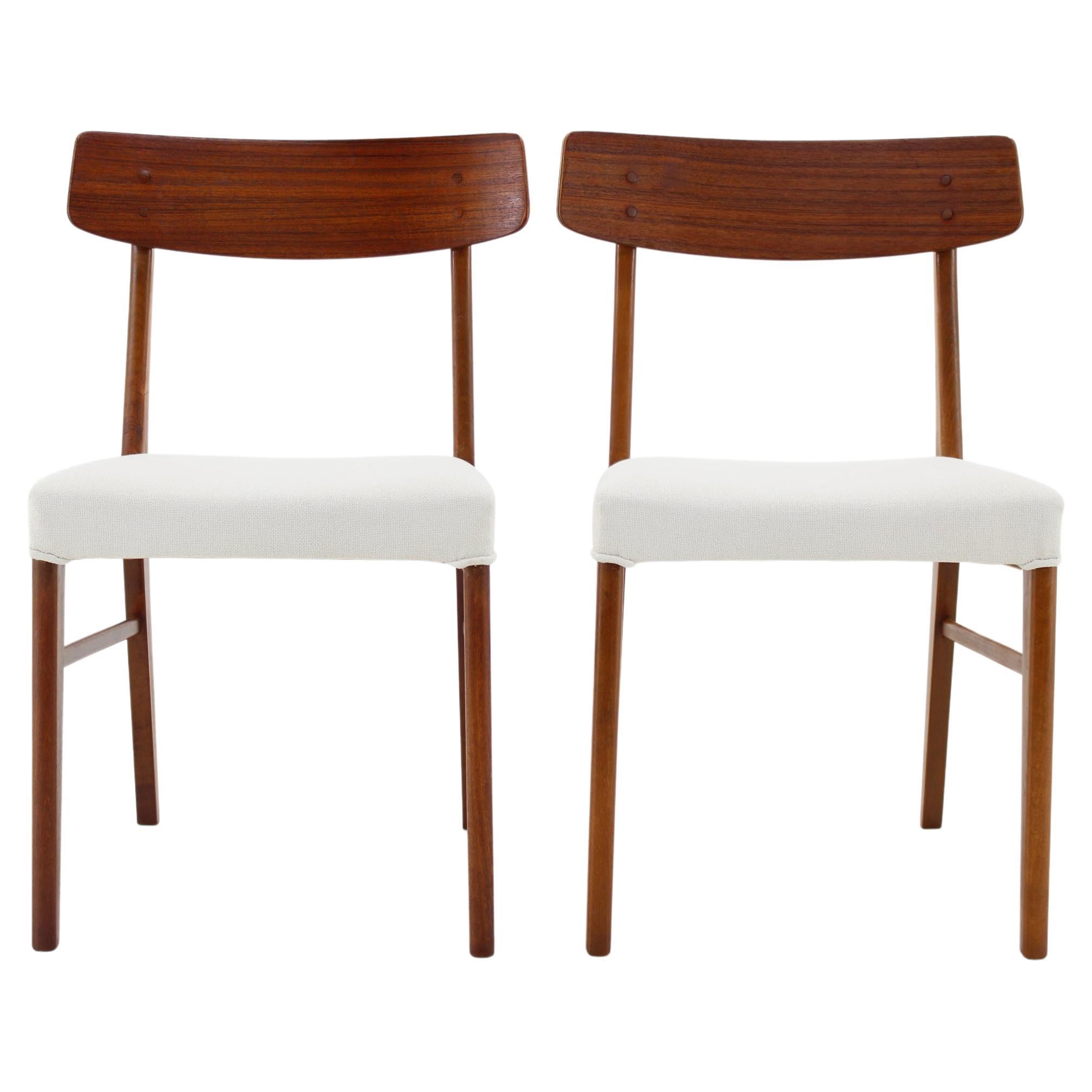 1960s Pair of Danish Teak Chairs, Restored  For Sale