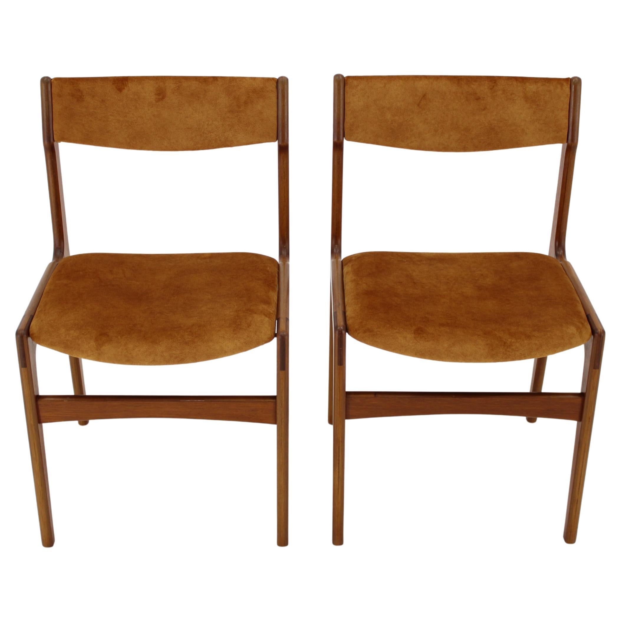 1960s Pair of Danish Teak Dining Chairs , Restored
