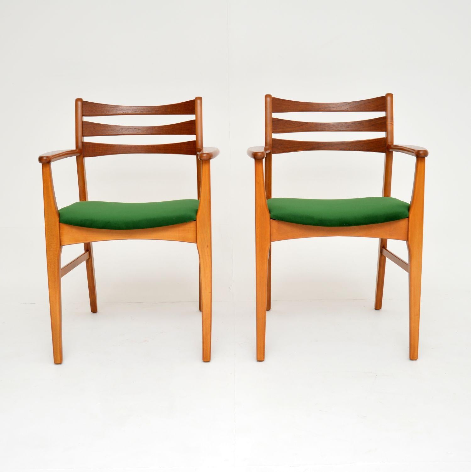Mid-Century Modern 1960's Pair of Danish Teak Open Armchairs