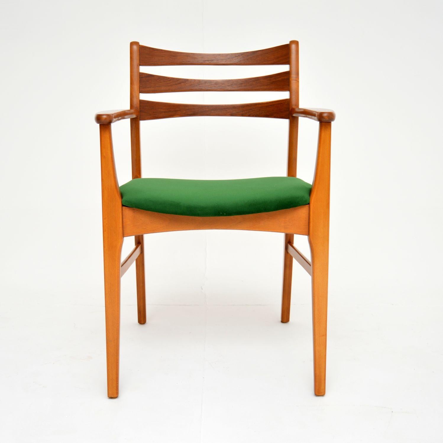 Velvet 1960's Pair of Danish Teak Open Armchairs
