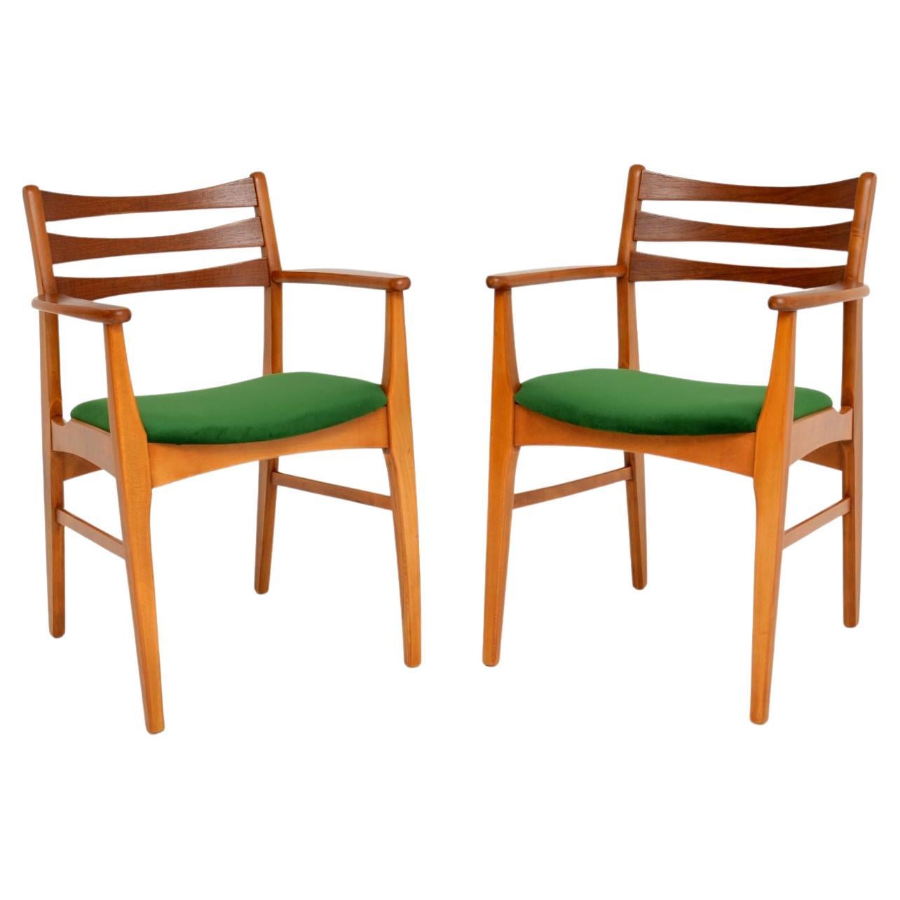 1960's Pair of Danish Teak Open Armchairs