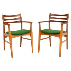 Vintage 1960's Pair of Danish Teak Open Armchairs