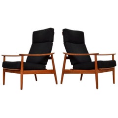 1960s Pair of Danish Teak Reclining Armchairs by Arne Vodder