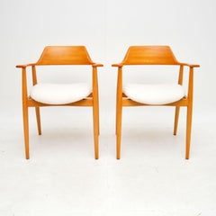 1960's Pair of Danish Vintage Cherry Wood Armchairs