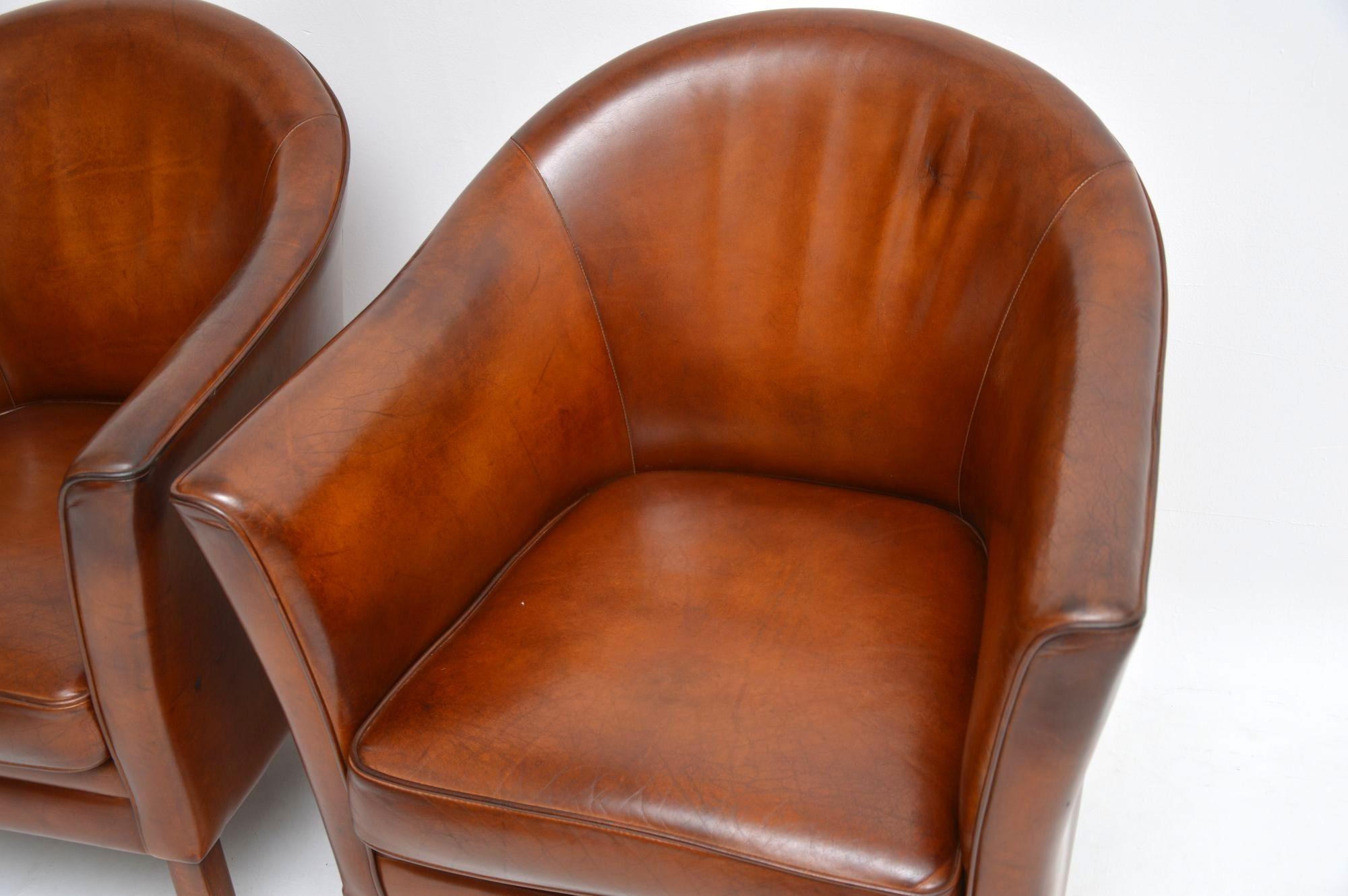 1960s Pair of Danish Vintage Leather Armchairs by Mogens Hansen In Good Condition In London, GB