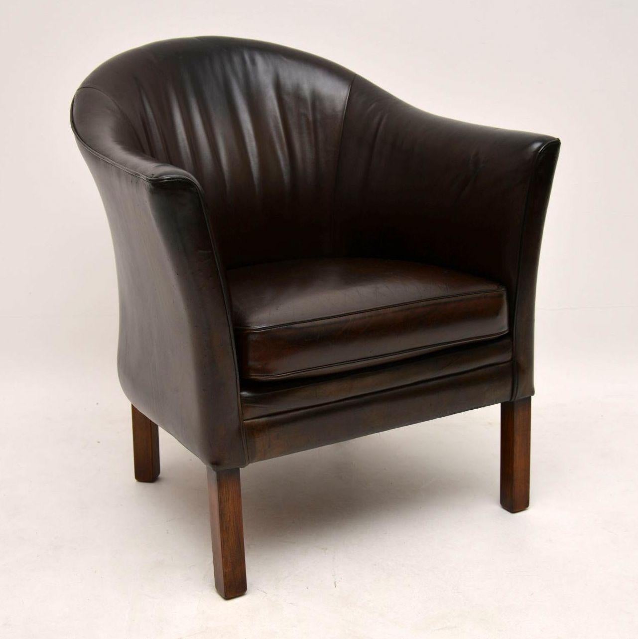 Mid-20th Century 1960s Pair of Danish Vintage Leather Armchairs by Mogens Hansen