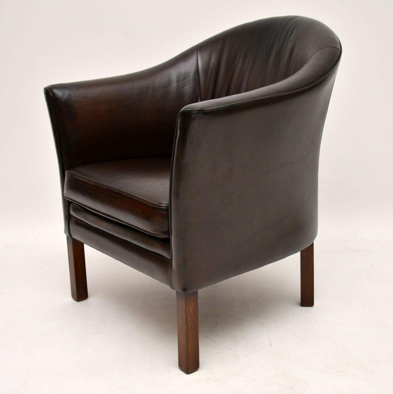 1960s Pair of Danish Vintage Leather Armchairs by Mogens Hansen 1