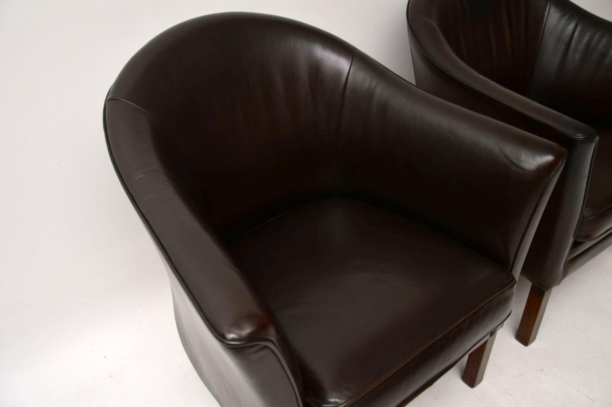 20th Century 1960s Pair of Danish Vintage Leather Armchairs by Mogens Hansen