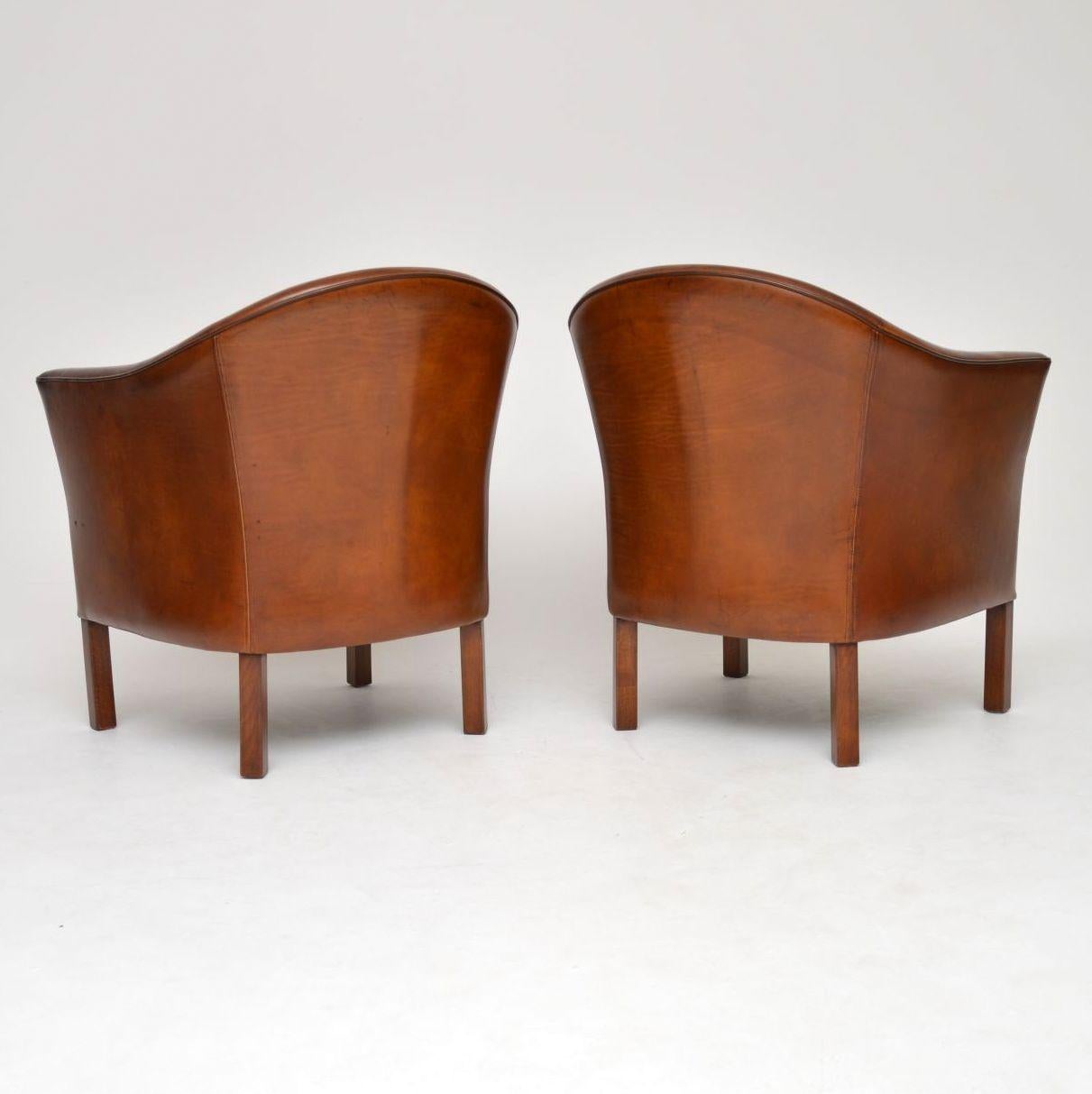 1960s Pair of Danish Vintage Leather Armchairs by Mogens Hansen 2