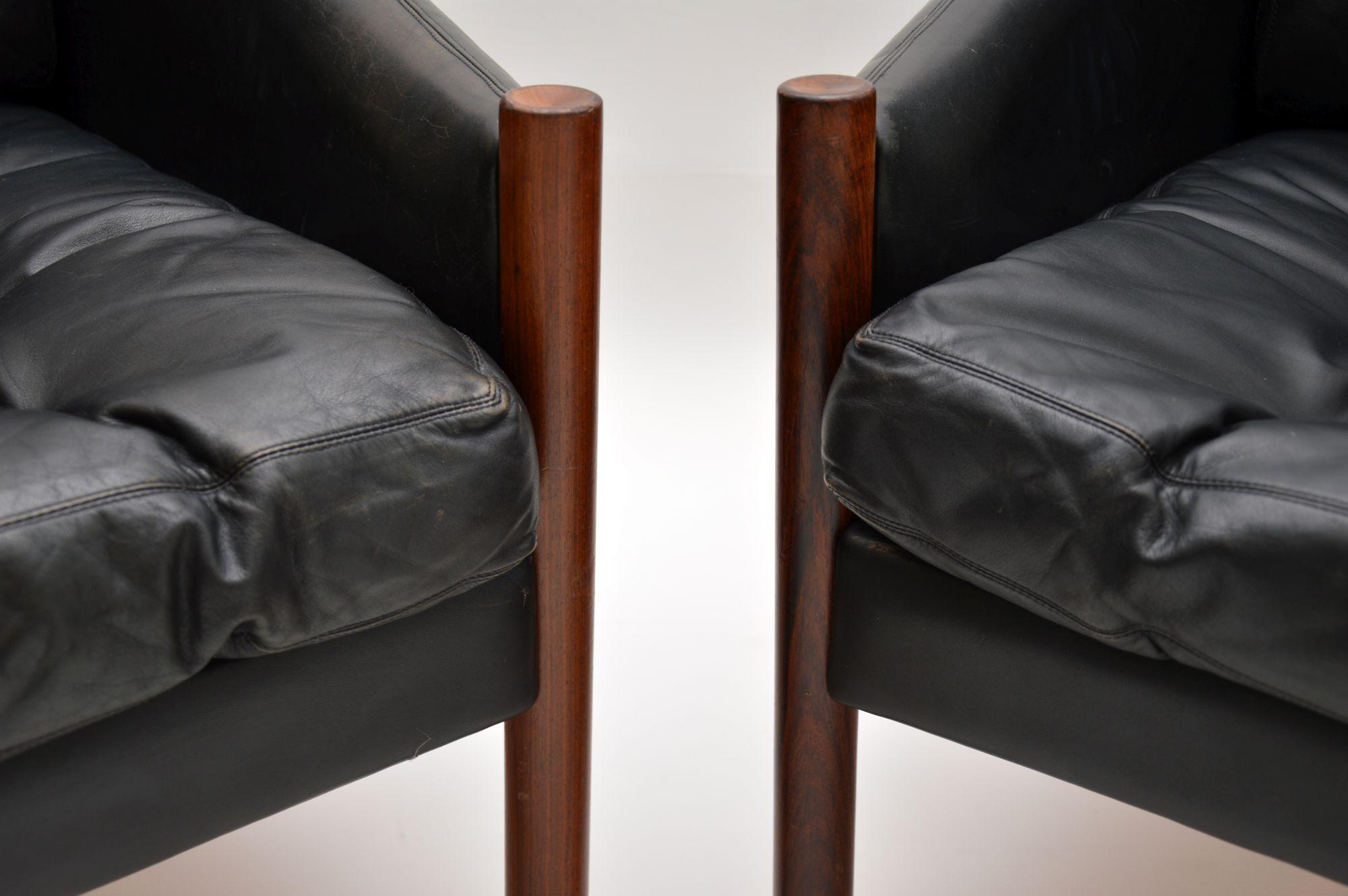 1960s Pair of Danish Vintage Leather Armchairs 2