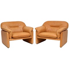1960s Pair of De Sede DS16 Vintage Leather Armchairs
