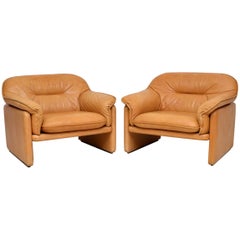 1960s Pair of De Sede DS16 Vintage Leather Armchairs