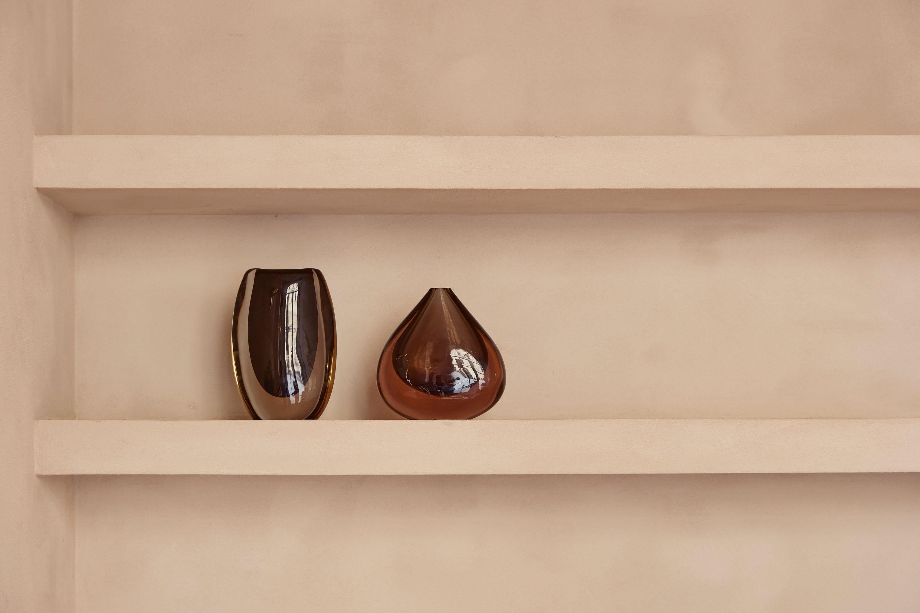 1960s Pair of Flavio Poli Brown and Cenedese Black Sommerso Murano Vases in vendita 4