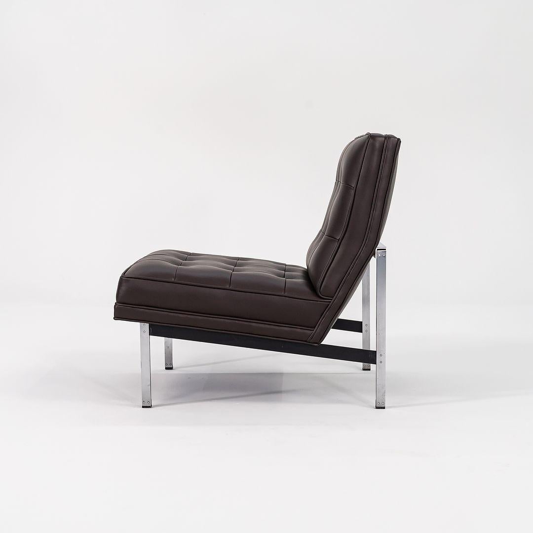 American 1960s Pair of Florence Knoll Parallel Bar Slipper Lounge Chairs in Bask Leather For Sale