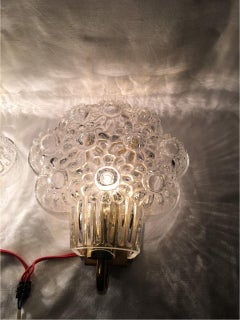 1960s Pair of Flower Bouquet Bubble Glass Sconces by Limburg of Germany