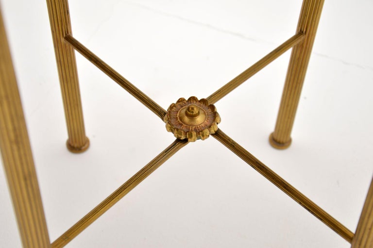 1960's Pair of French Brass & Marble Side Tables 1