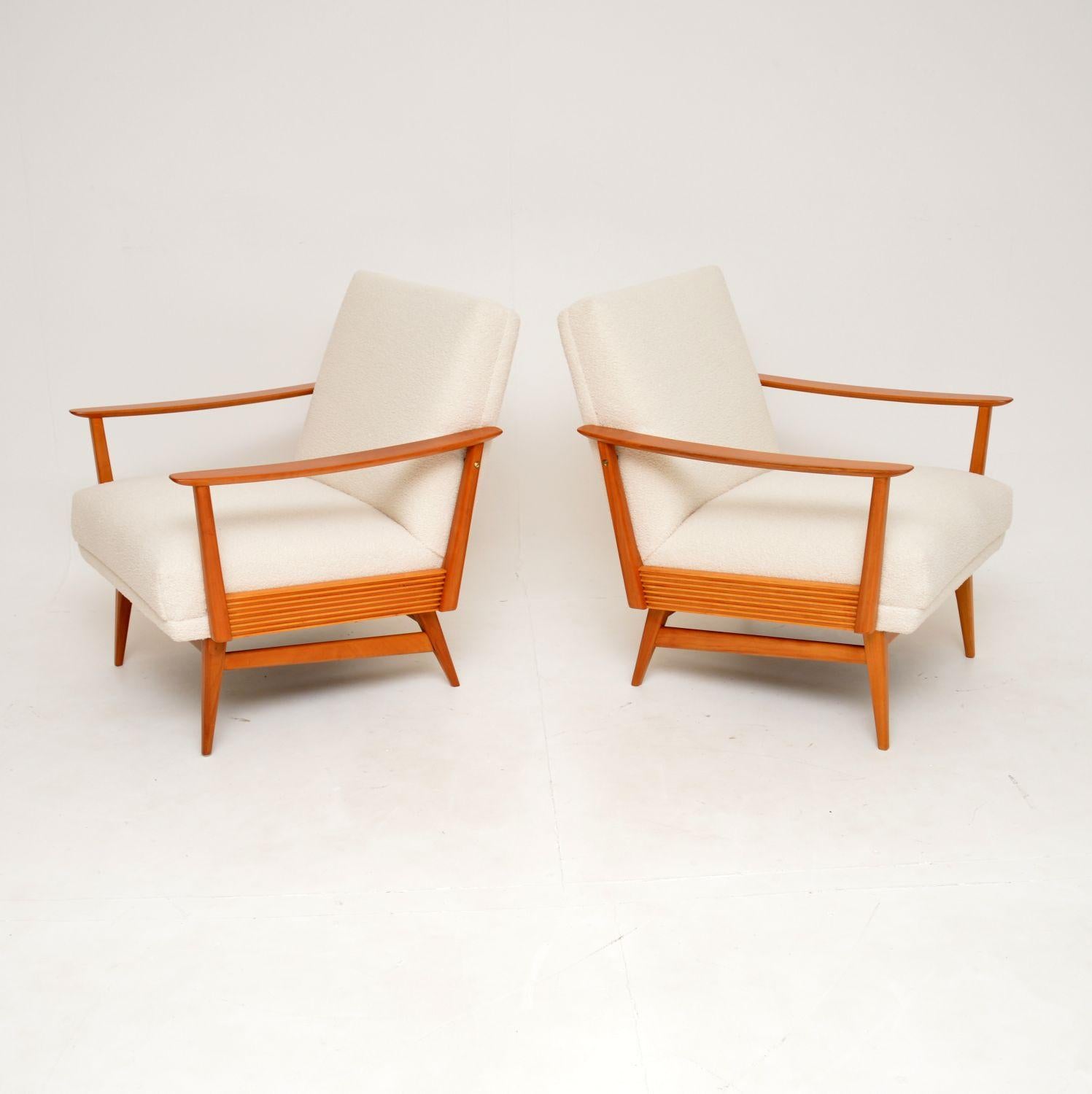 Mid-Century Modern 1960's Pair of French Vintage Armchairs