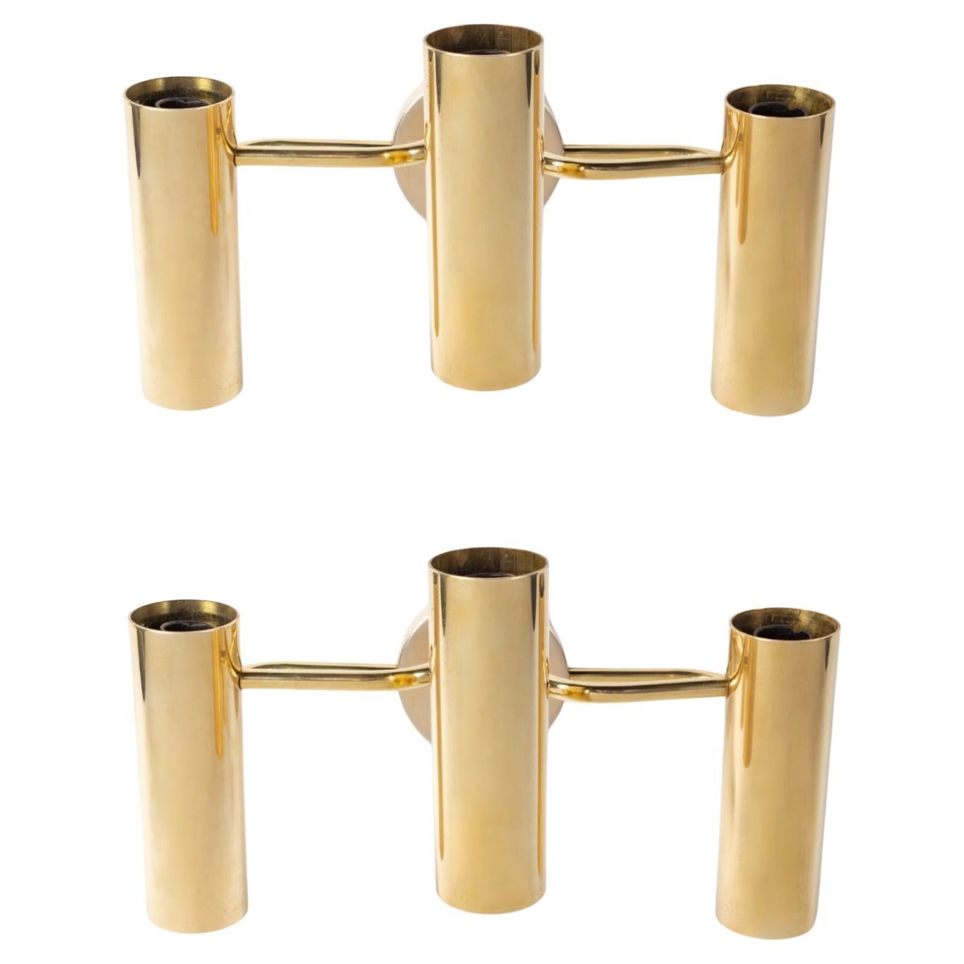 1960s Pair of Gaetano Sciolari Brass Sconces