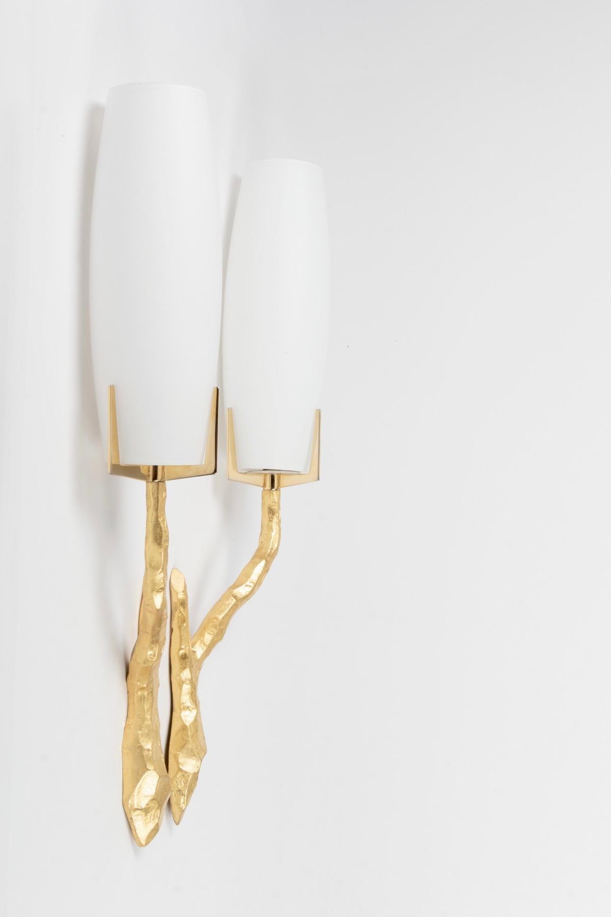 1960s Pair of Gilded Bronze Arlus Sconces In Good Condition In Saint-Ouen, FR