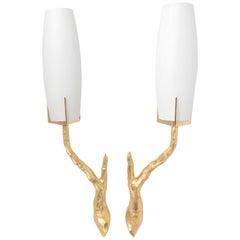 1960s Pair of Gilded Bronze Arlus Sconces