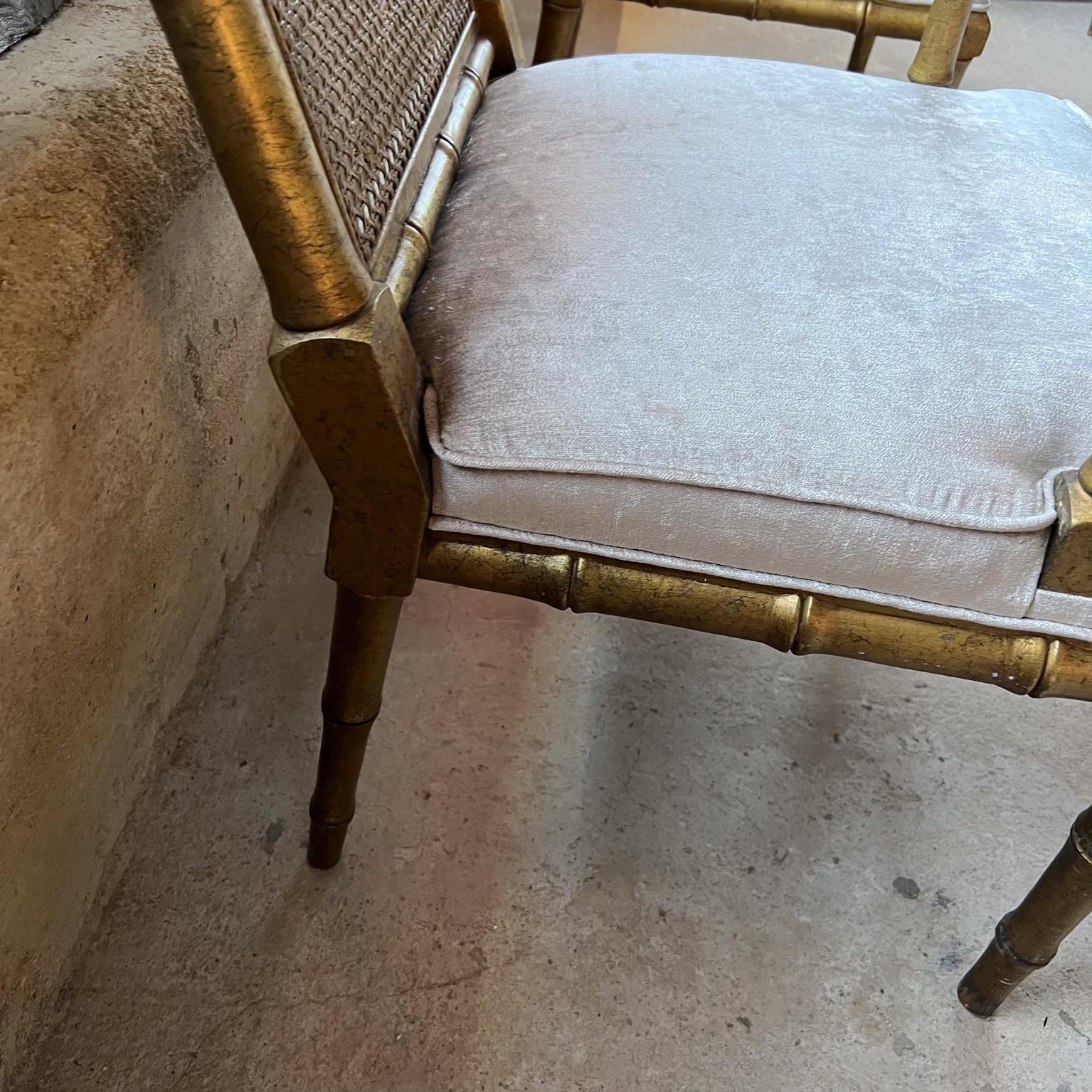 1960s Pair of Gilded Faux Bamboo Hollywood Regency Style Armchairs For Sale 8