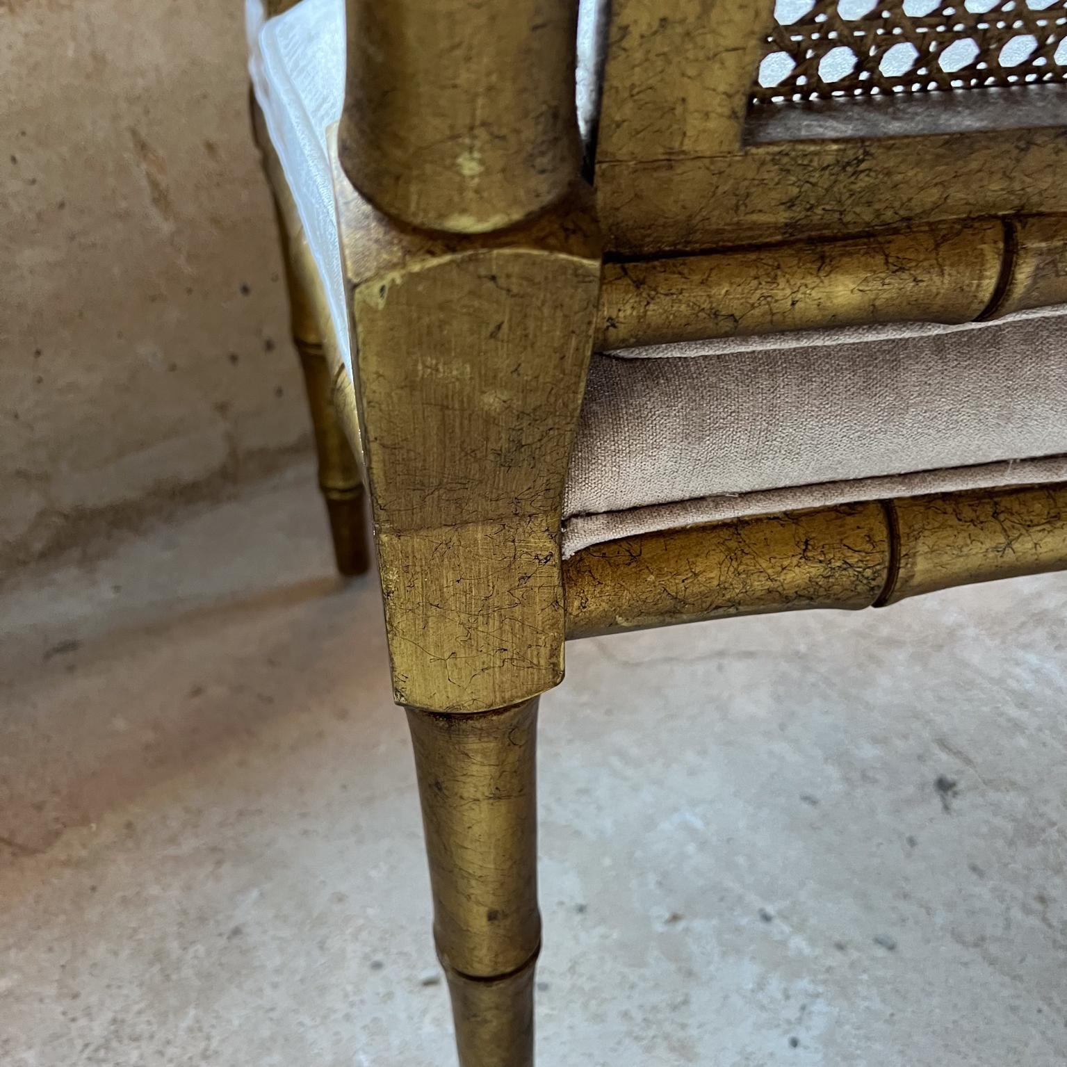 1960s Pair of Gilded Faux Bamboo Hollywood Regency Style Armchairs For Sale 10