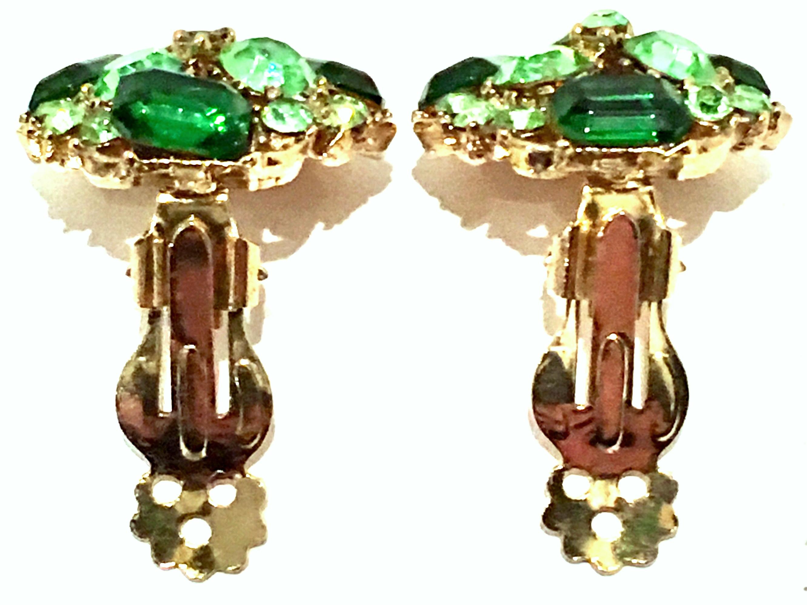 1960'S Pair Of Gold & Austrian Crystal Earrings For Sale 1