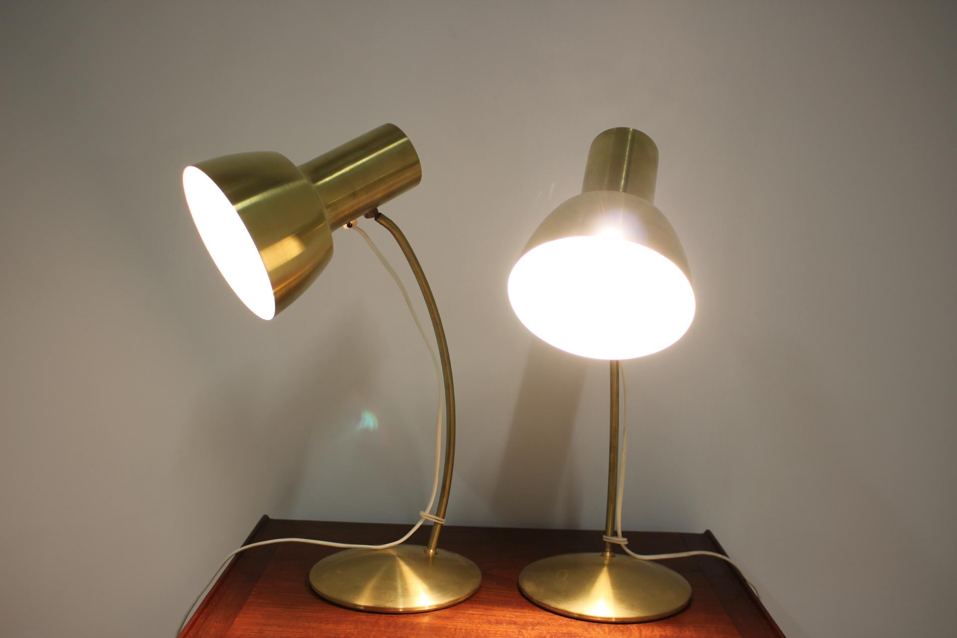 1960s Pair of Gold Table Napako Lamps, Czechoslovakia 2