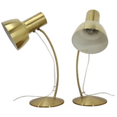 1960s Pair of Gold Table Napako Lamps, Czechoslovakia