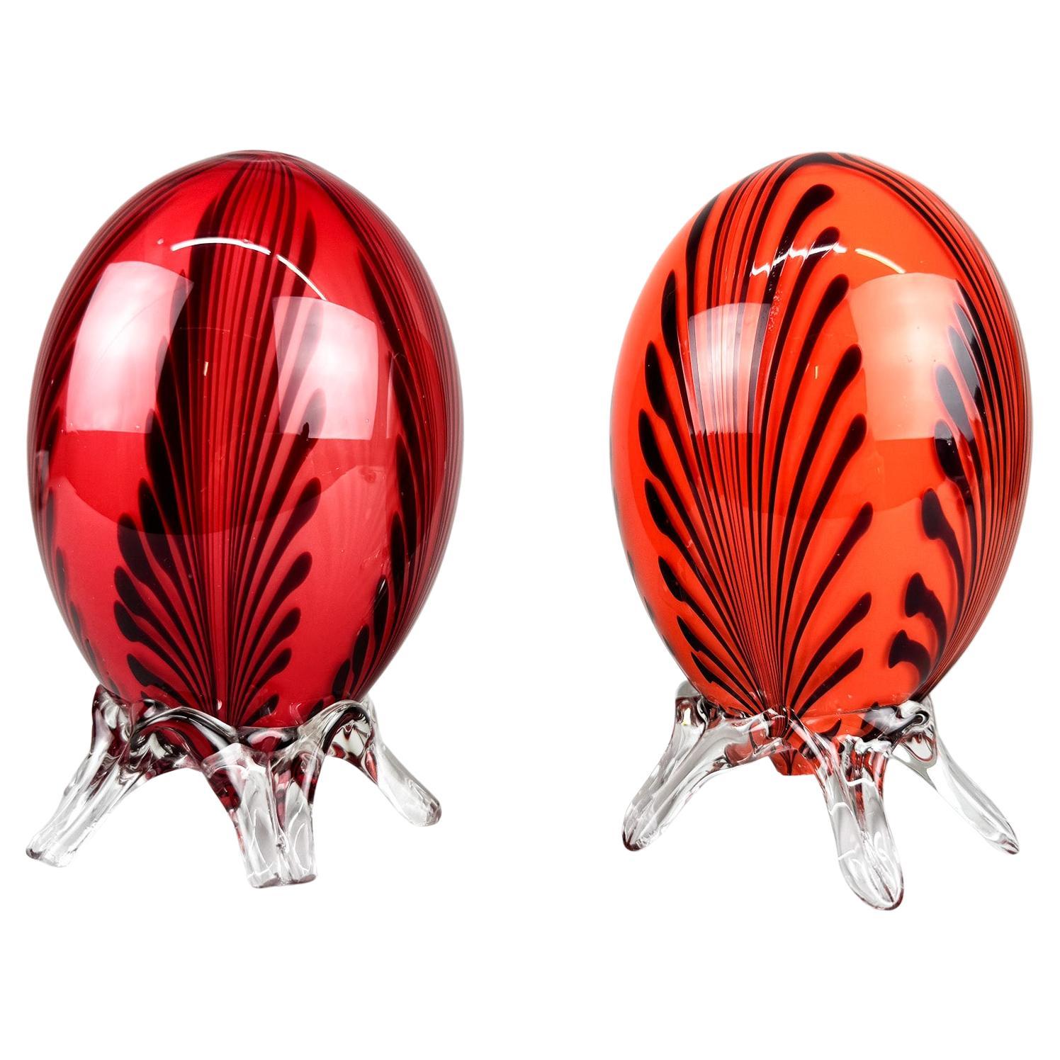 1960er Jahre Paar mundgeblasene Glas-Eier