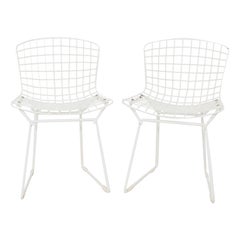 1960s Pair of Harry Bertoia for Knoll Childs Chairs in White
