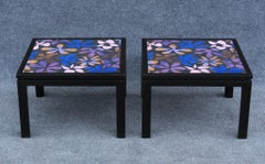 1960s Pair of Harvey Probber Copper & Mahogany Flower-Top Side Tables