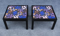 1960s Pair of Harvey Probber Copper & Mahogany Flower-Top Side Tables