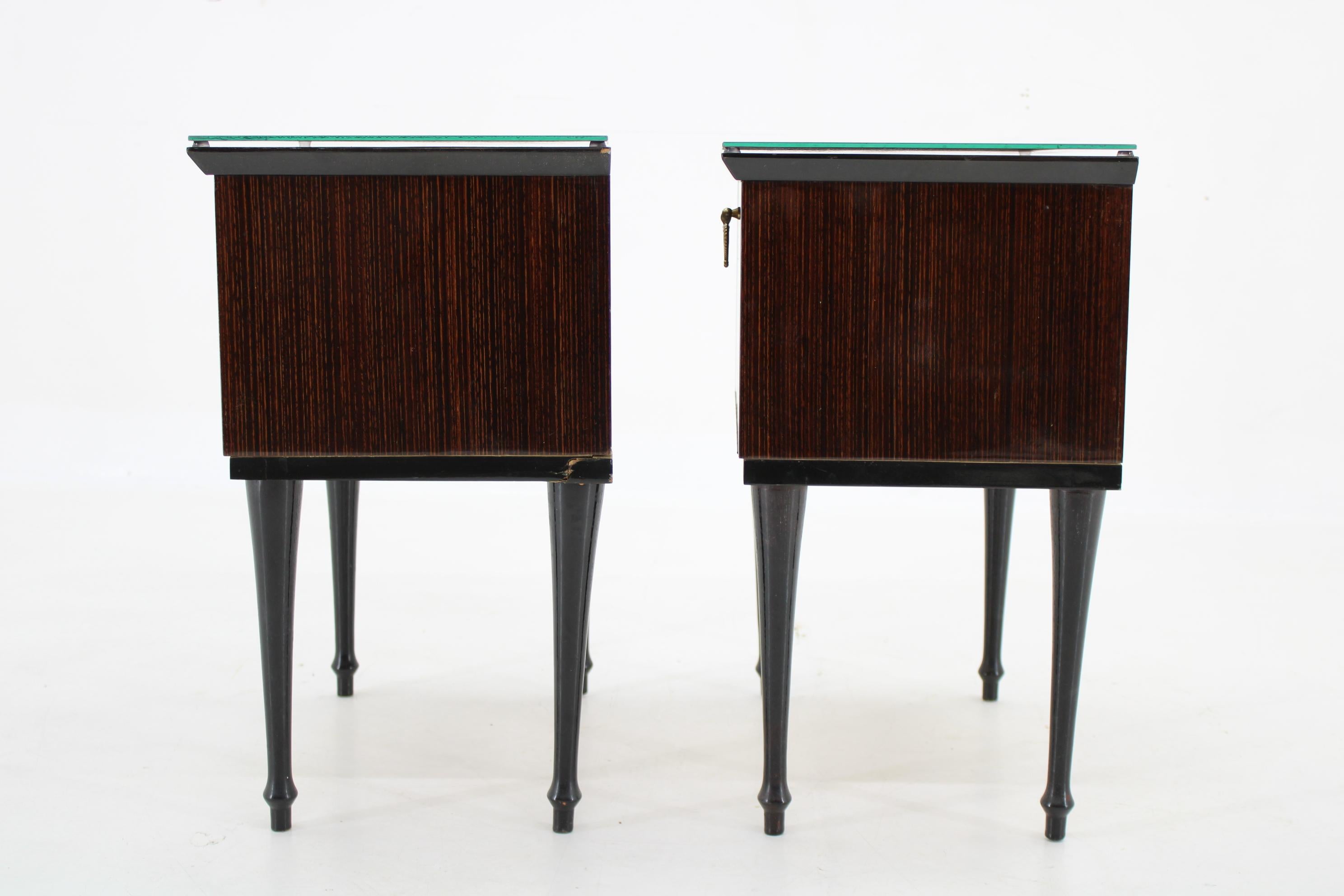 Glass 1960s Pair of Italian Bedside Tables  For Sale