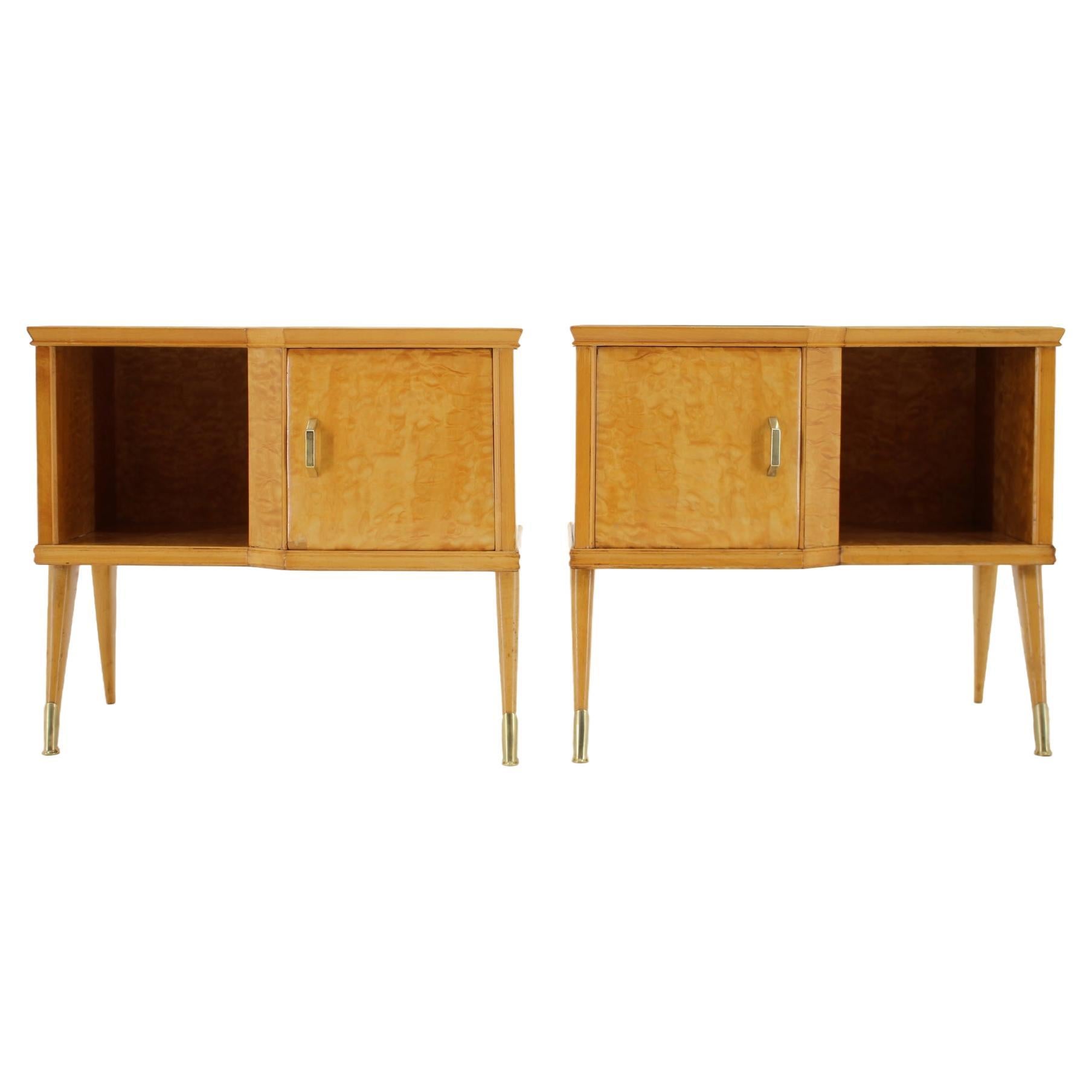 1960s Pair of Italian Bedside Tables in High Gloss Finish