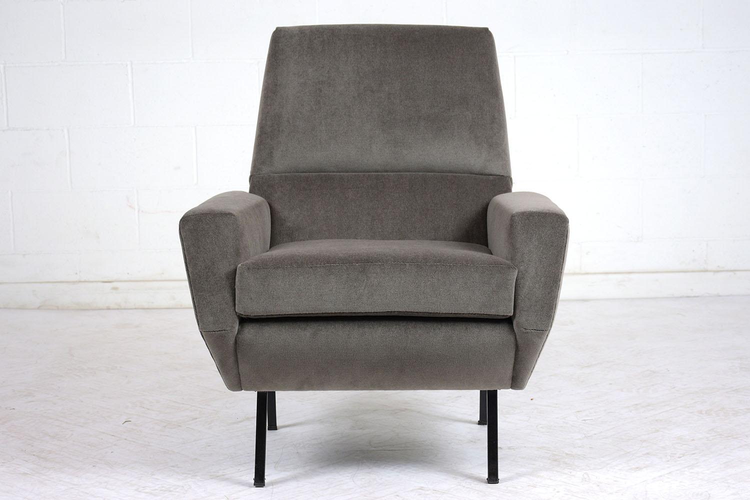 Wool 1960s Pair of Italian Midcentury Lounge Chairs